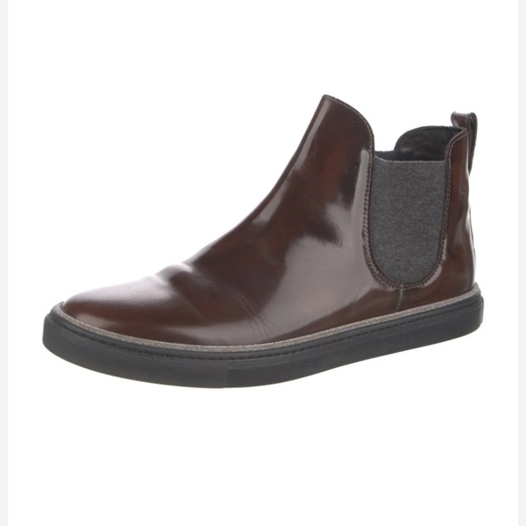 BRUNELLO CUCINELLI Monili Brown Leather Crystal Chelsea Boots - Picture 2 of 10